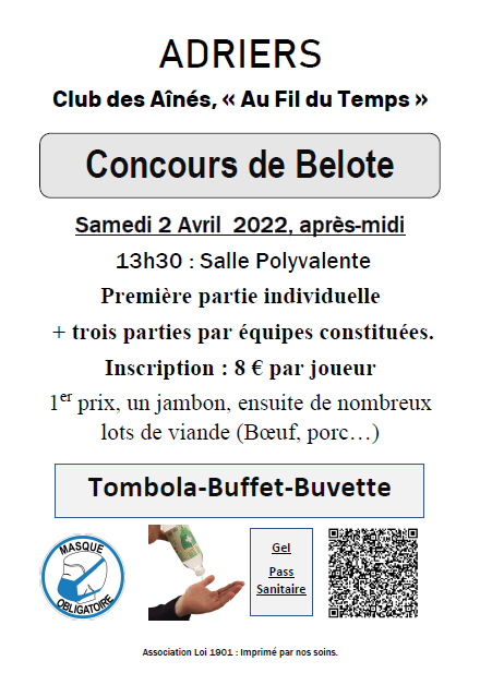 concours belote au fils du temps